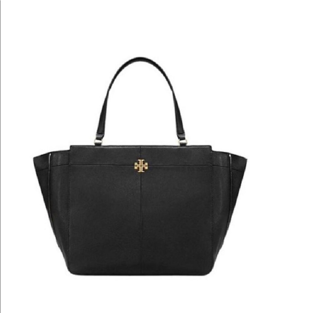 NWT Tory Burch Side ivy zip leather handbag black